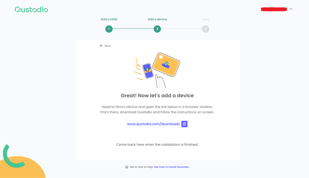 Adding a device in Qustodio
